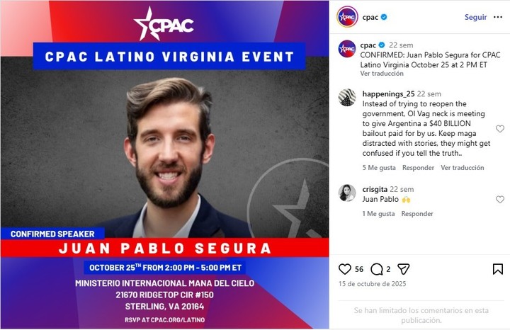 Juan Pablo Segura participó del encuentro de líderes conservadores  CPAC Latino en Virginia, meses atrás. 