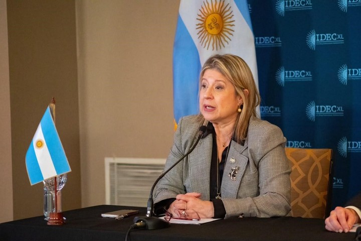 La ministra Alejandra Monteoliva junto al director de la DEA, Terrance "Terry" Cole en Buenos Aires. 