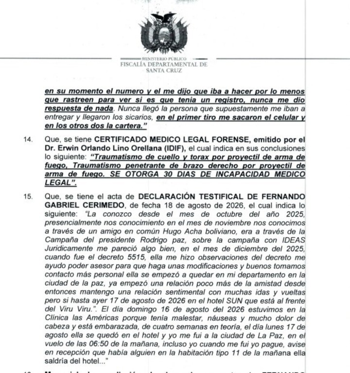 Extractos del informe de la fiscalía.